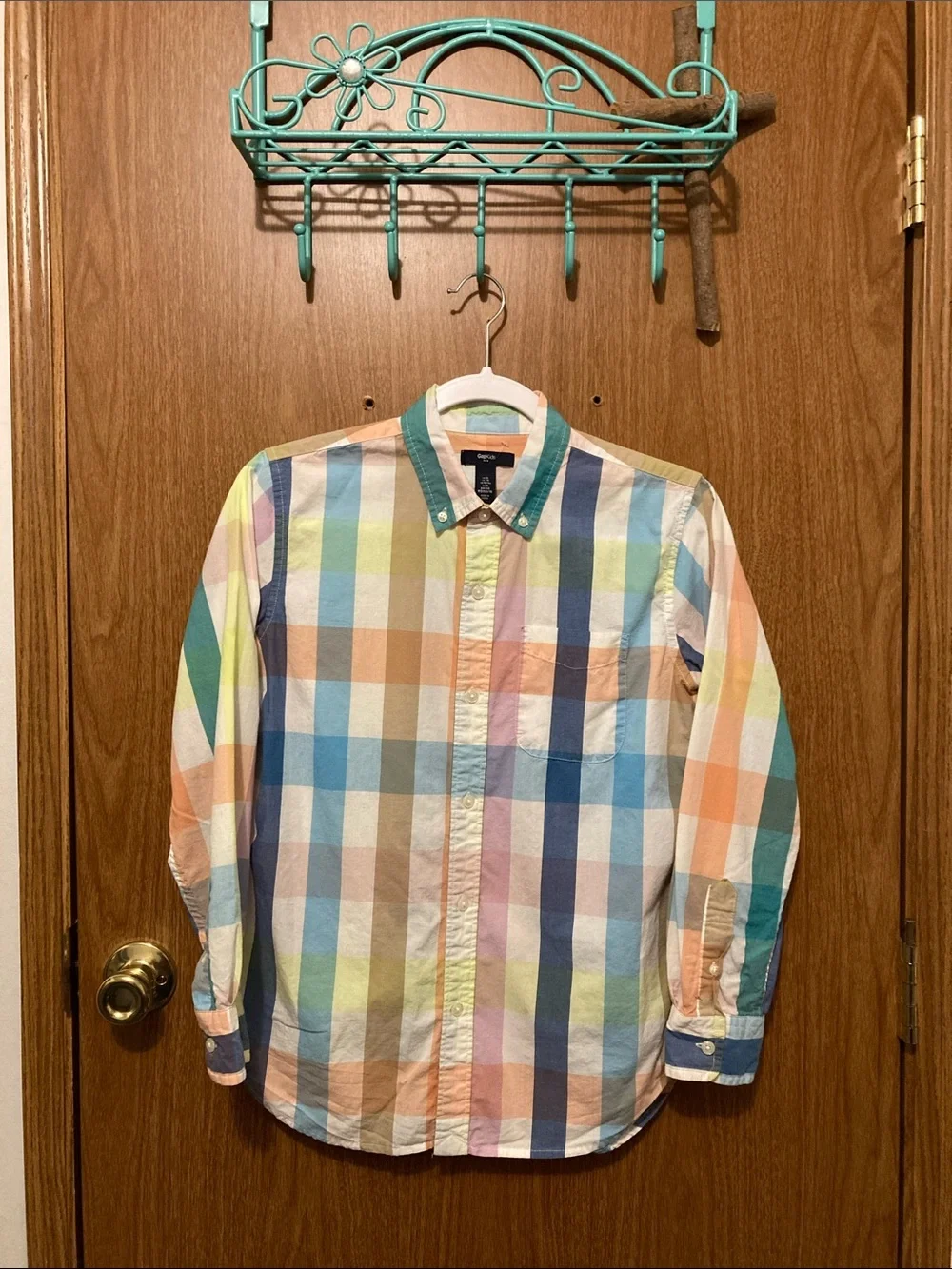 GAP Pastel Multicolor Plaid Button-Down Shirt